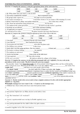 Further practice on Infinitive  Gerund